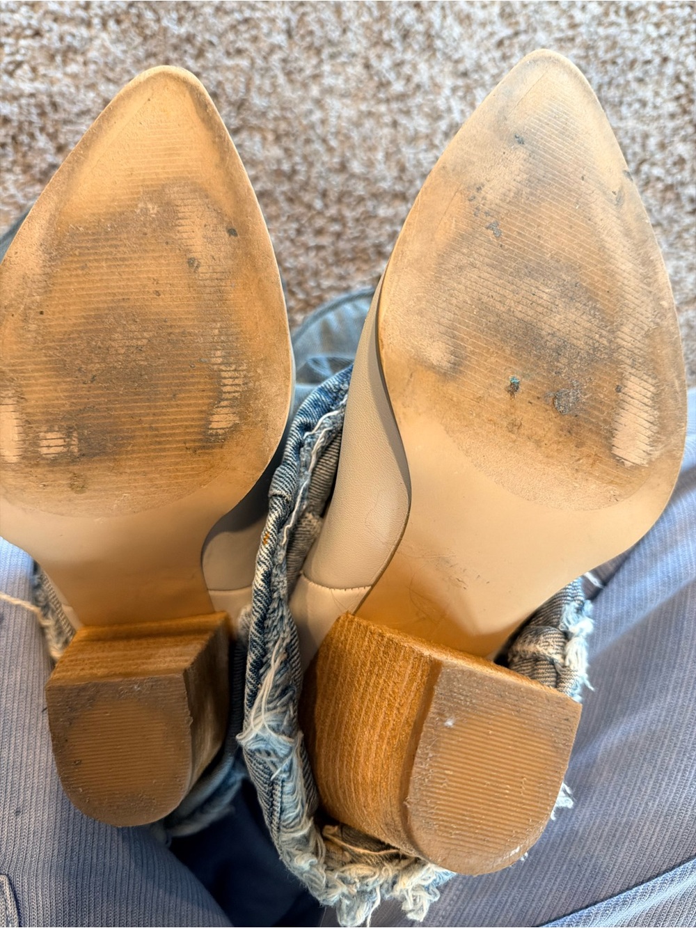 Steve Madden Denim & Cream Slouch Cowboy Boots - Picture 3 of 7